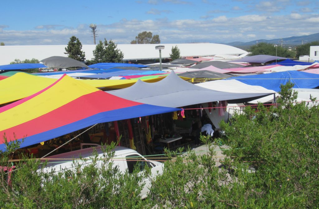 Colorful canopies outside the Tuesday Market in San Miguel de Allende