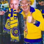 The author with a cutout of Swedish hero Sven-Göran Eriksson, ironically coach of England's national team