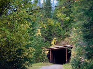 This is one of 10 tunnels along the 15-mile Hiawatha Trail, which includes the pitch black, 1.66-mile Taft Tunnel at top – light required!