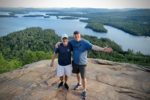 Michael Drew and Steven Shundich high above Squam Lake, New Hampshire