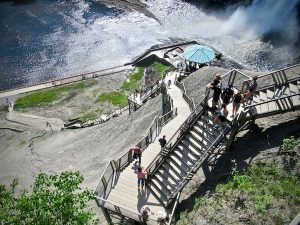 Perilous steps leading to the top of Montmorency Falls