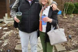 Derek and Wendy White outside the manse