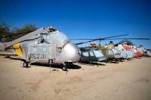 A row of helicopters outside the Pima Air & Space Museum in Tucson