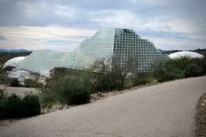 A view outside the 20,000 square foot indoor rainforest, one of the seven biomes at Biosphere 2