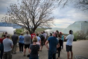 The start of the tour at Biosphere 2, the research facility near Oracle, Arizona