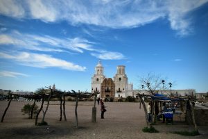Outside the historic Mission San Xavier del Bac, about 10 miles south of Tucson