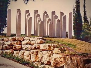Solemn unfinished pillars represent the lives of children lost during the Holocaust at the Yad Vashem memorial in western Jerusalem