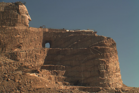 Live shot April 21, 2020, of the Crazy Horse Memorial in South Dakota