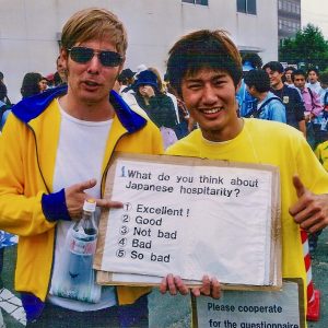 Malmö friend Johan opts for "excellent" over "so bad" in this important Japanese "hospitarity" survey