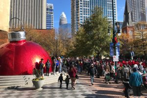 A Christmas-themed holiday walk in Uptown Charlotte