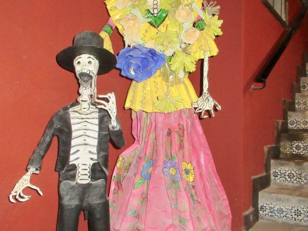 Day of the Dead La Catrina and friend at the Museo de la Mascara in San Miguel de Allende