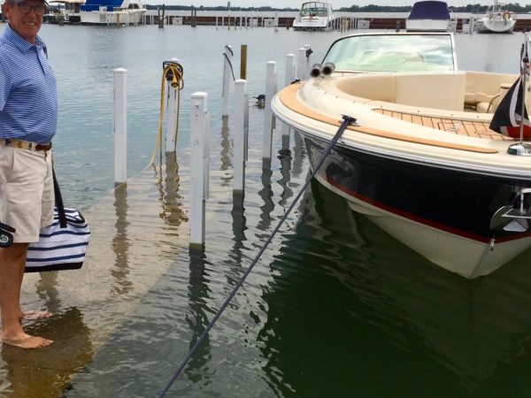 Record high water levels submerge the docks at the Grosse Pointe Club on Lake St. Clair