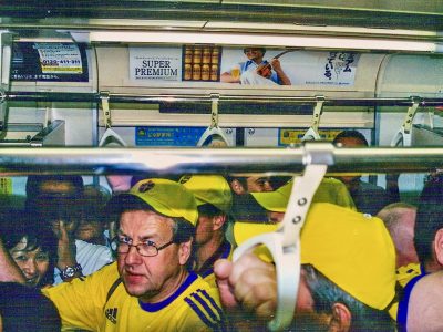 A partial view of the unsiuspecting audience inside the packed train from Tokyo to Saitama