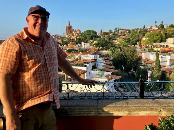 Steven Shundich enjoys the sunset over San Miguel de Allende from the rooftop of the Rosewood Hotel